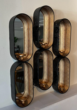 Homestylingshop kaarsenhouder 6 kaarsen - spiegel - wanddecoratie kaarsen