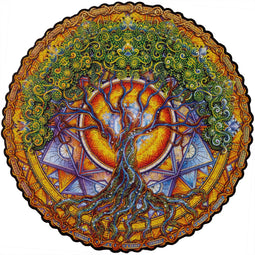 UNIDRAGON Wooden Jigsaw Puzzle Mandala - Tree of Life - 350 pcs - King Size 33 cm