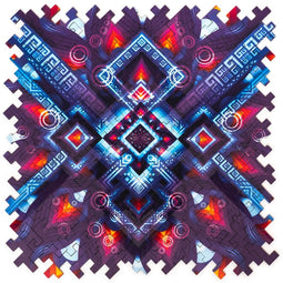 UNIDRAGON Wooden Jigsaw Puzzle Abstraction - Neon Geometry - 100 pcs - 21.7x21.7 cm