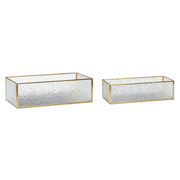 Ripple Glass Boxes Brass (set of 2)