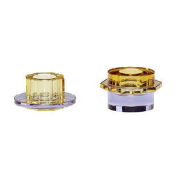 Kiosk Candlesticks Yellow/Purple (set of 2)
