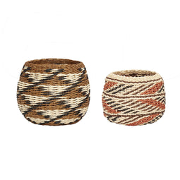 Evoke Baskets Round Natural/Multicolour (set of 2)