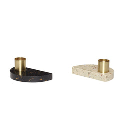Crescent Candlesticks Beige/Black (set of 2)