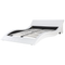 Beliani EU Super King Size Panel Bed 6ft White Leather Slatted Curved Frame Contemporary
