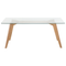 Beliani Dining Table Transparent 180 x 90 cm Glass Top Wooden Legs Rectangular Scandinavian Modern
