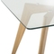 Beliani Dining Table Transparent 180 x 90 cm Glass Top Wooden Legs Rectangular Scandinavian Modern