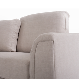 Beliani Corner Sofa Beige Fabric Upholstered with Ottoman L-shaped Right Hand Orientation