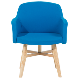 Beliani Armchair Blue Club Chair Retro Style Wooden Legs