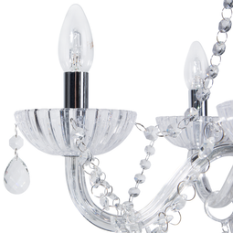 Beliani Ceiling Lamp Silver Metal 185 cm High Gloss Decorative Clear Crystal 5 Lights Glam