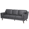 Beliani Sofa Grey 3 Seater Faux Leather Wooden Legs Classic