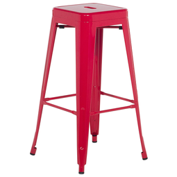 Beliani Set of 2 Bar Stools Red Metal 76 cm Stackable Counter Height Industrial