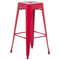 Beliani Set of 2 Bar Stools Red Metal 76 cm Stackable Counter Height Industrial