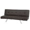 Beliani 3 Seater Sofa Bed Black Faux Leather Armless Modern