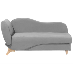 Beliani Left Hand Chaise Lounge in Light Grey Velvet with Storage Container
