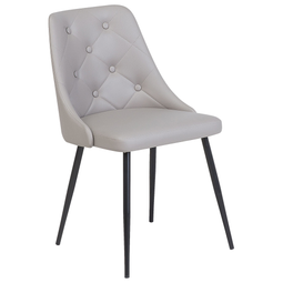 Beliani Set of 2 Dining Chairs Grey Faux Leather Upholstered Seat Button Tufted Backrest