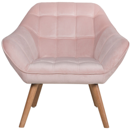 Beliani Armchair Pink Velvet Fabric Upholstery Glam Accent Chair with Wooden Legs