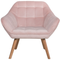 Beliani Armchair Pink Velvet Fabric Upholstery Glam Accent Chair with Wooden Legs