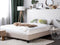 Beliani EU Super King Size Bed 6ft Beige Fabric Slatted Frame without Headboard
