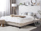 Beliani EU Double Size Bed 4ft6 Beige Fabric Slatted Frame without Headboard