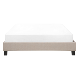 Beliani EU Double Size Bed 4ft6 Beige Fabric Slatted Frame without Headboard