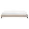 Beliani EU Double Size Bed 4ft6 Beige Fabric Slatted Frame without Headboard