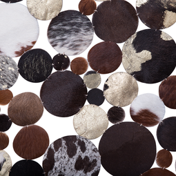 Beliani Round Rug Multicolour Brown Leather ø 140 cm Patchwork Hand Crafted