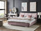 Beliani Bed Frame Pink Velvet EU King Size 5ft3 Slatted Base Upholstered Headboard Modern
