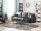 Beliani Sofa Grey Faux Leather 3 Seater Cushioned Seat and Back Metal Legs with Throw Pillows