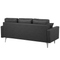 Beliani Sofa Grey Faux Leather 3 Seater Cushioned Seat and Back Metal Legs with Throw Pillows