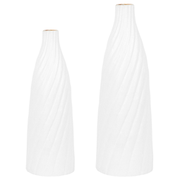 Beliani Decorative Vase White 45 cm Terracotta Minimalist Modern Scandinavian Decor