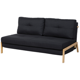 Beliani Sofa Bed Black Fabric 2 Seater Cushions Scandinavian