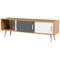 Beliani TV Stand Light Wood TV Up To 72ʺ Recommended 2 Sliding Doors Cabinets Scandinavian