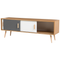 Beliani TV Stand Light Wood TV Up To 72ʺ Recommended 2 Sliding Doors Cabinets Scandinavian