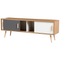 Beliani TV Stand Light Wood TV Up To 72ʺ Recommended 2 Sliding Doors Cabinets Scandinavian