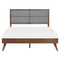 Beliani EU King Size Bed Dark MDF 5ft3 Frame with Upholstered Headrest and Slatted Base