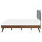 Beliani EU King Size Bed Dark MDF 5ft3 Frame with Upholstered Headrest and Slatted Base