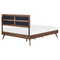 Beliani EU King Size Bed Dark MDF 5ft3 Frame with Upholstered Headrest and Slatted Base