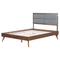 Beliani EU King Size Bed Dark MDF 5ft3 Frame with Upholstered Headrest and Slatted Base