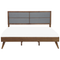 Beliani EU Super King Size Bed Dark MDF 6ft Frame with Upholstered Headrest and Slatted Base