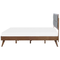Beliani EU Super King Size Bed Dark MDF 6ft Frame with Upholstered Headrest and Slatted Base