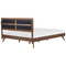 Beliani EU Super King Size Bed Dark MDF 6ft Frame with Upholstered Headrest and Slatted Base