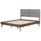 Beliani EU Super King Size Bed Dark MDF 6ft Frame with Upholstered Headrest and Slatted Base