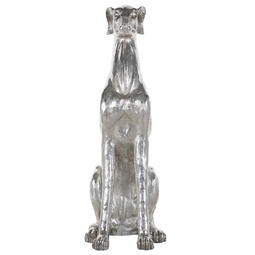 Beliani Sculpture Silver Dog Gloss Finish 80 cm Accent Figure Decorative