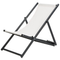 Beliani Deck Chair White with Black Aluminium Frame Folding Adjustable Sling Backrest Beach Coastal