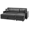 Beliani Corner Sofa Bed Black Faux Leather 3 Seater Left Hand Orientation with Storage