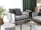 Beliani Armchair Grey Velvet Fabric Black Legs Modern Retro Style