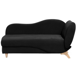 Beliani Right Hand Chaise Lounge in Black Velvet with Storage Container