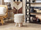 Beliani Footstool Beige Decorative Cotton Knit Wooden Legs Decorative Tassels Boho Design