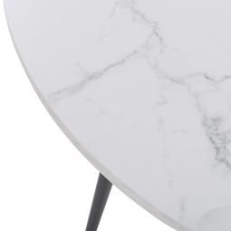 Beliani Dining Table White Marble Effect Top Black Metal Legs Round 120 cm Modern Glamour Style