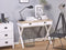Beliani Home Office Desk White and Light Wood MDF 103 x 50 cm with Drawers Cross Legs